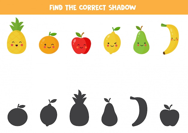 Adorable Cartoon Fruit Collection with Matching Shadows | Jiffy Designs