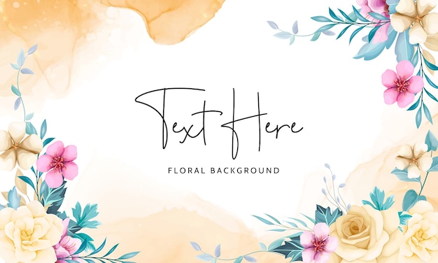 Elegant Floral Background with Handwritten Text and Watercolor Blooms ...