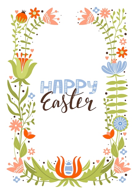 Vibrant Easter Floral Frame with Bunny and Text Illustration | Jiffy ...