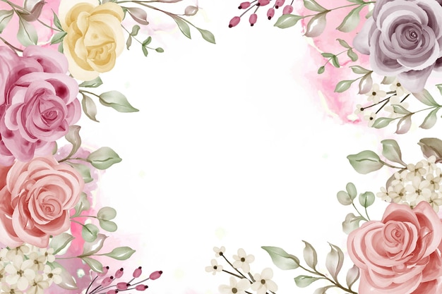 Vintage Floral Frame with Roses and Wildflowers | Jiffy Designs