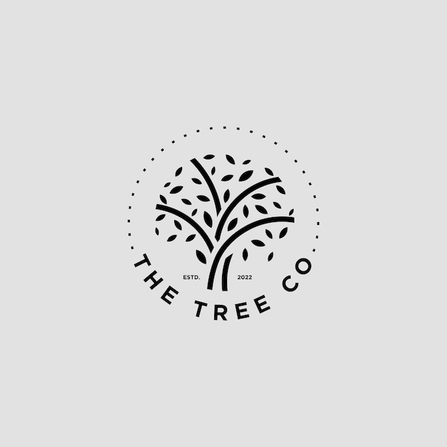 Minimalist Tree Logo with Stylized Branches and Leaves | Jiffy Designs