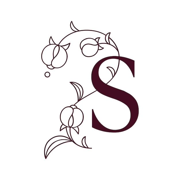 Elegant Floral Monogram Letter S with Decorative Swirls | Jiffy Designs