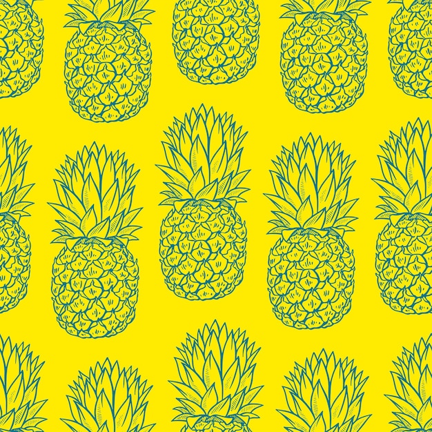 Vibrant Pineapple Pattern on Sunny Yellow Background | Jiffy Designs