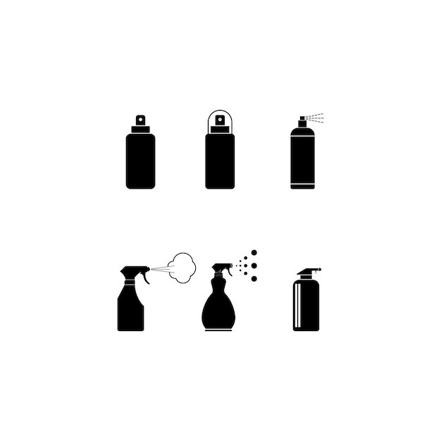 Minimalist Spray Bottle Icons Simple, Stylized Cleaning Supplies