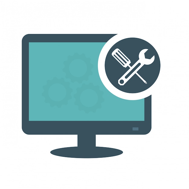 Sleek Computer Icon with Repair Tool Graphic | Jiffy Designs