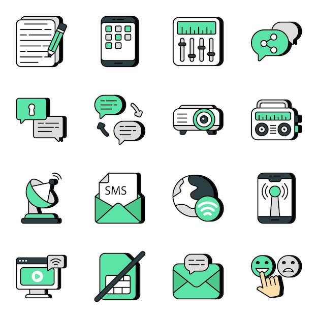 Vibrant Communication Icons Illustrating Modern Digital Interactions ...