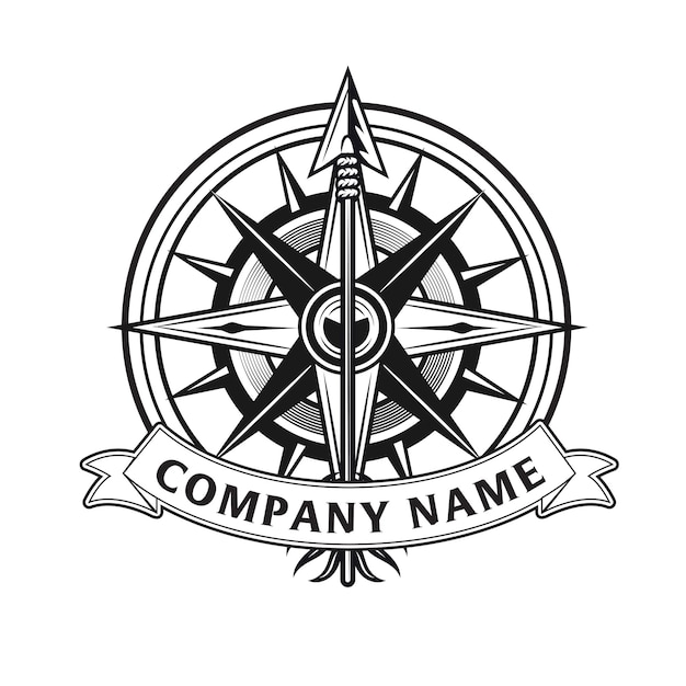 Vintage Compass Rose with Elegant Ribbon Emblem | Jiffy Designs