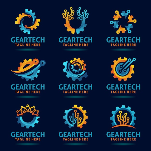 Vibrant Geartech Icon Collection Showcasing Diverse Mechanical Designs ...