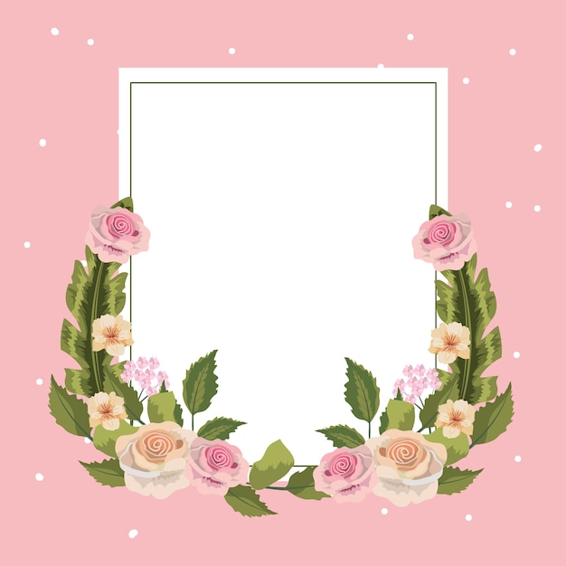 Elegant Floral Frame with Vibrant Roses and Leaves | Jiffy Designs