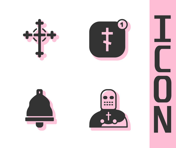 Set Knight Crusader, Christian Cross, Church Bell And Online Church ...