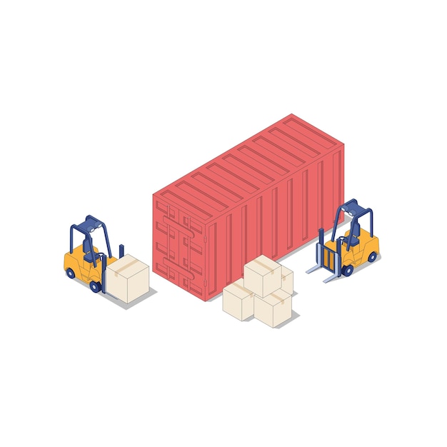 Efficient Cargo Handling: Forklift Operators Unloading Shipping ...