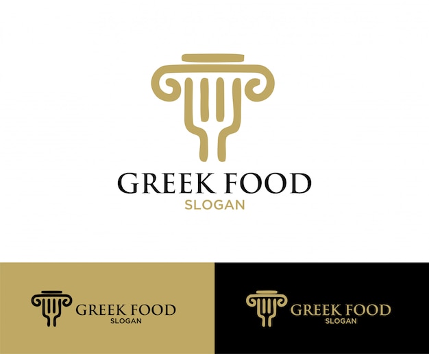 Elegant Greek Cuisine Logo with Ornate Utensil Symbol | Jiffy Designs