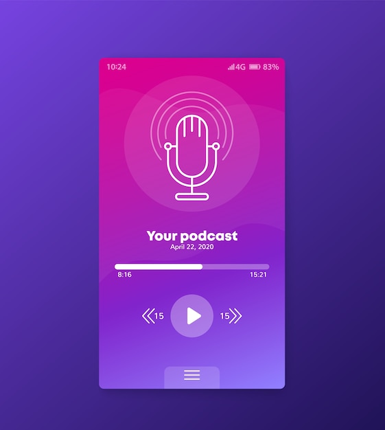 Minimalist Podcast Player Interface with Vibrant Gradient | Jiffy Designs
