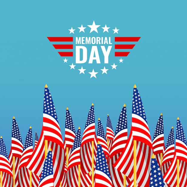 Patriotic Memorial Day Celebration with Waving American Flags | Jiffy ...