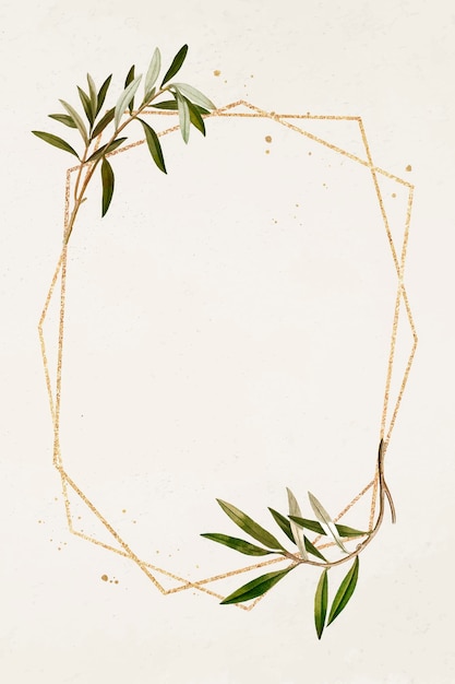 Elegant Botanical Frame with Olive Branches and Geometric Border ...