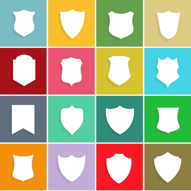 Vibrant Shield Emblems Collection with Diverse Geometric Designs ...