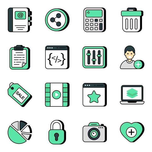 Diverse Tech Icons in Sleek Green and Black Design | Jiffy Designs