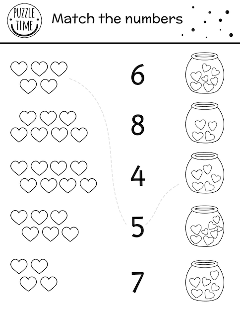 Matching Hearts and Jars with Numbers | Jiffy Designs