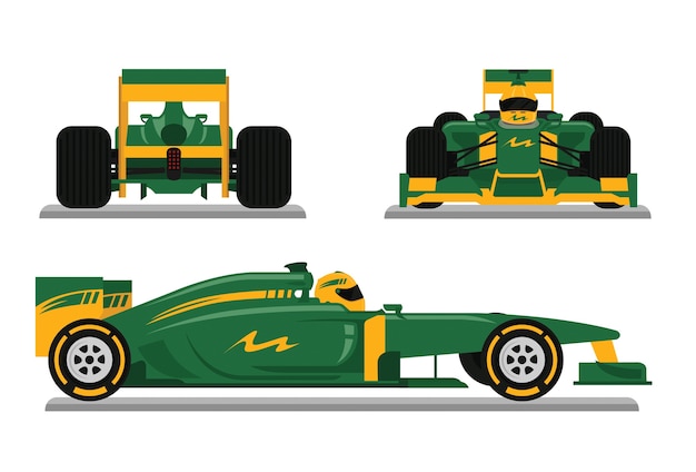 Sleek Green and Yellow Racing Formula Car in Motion | Jiffy Designs
