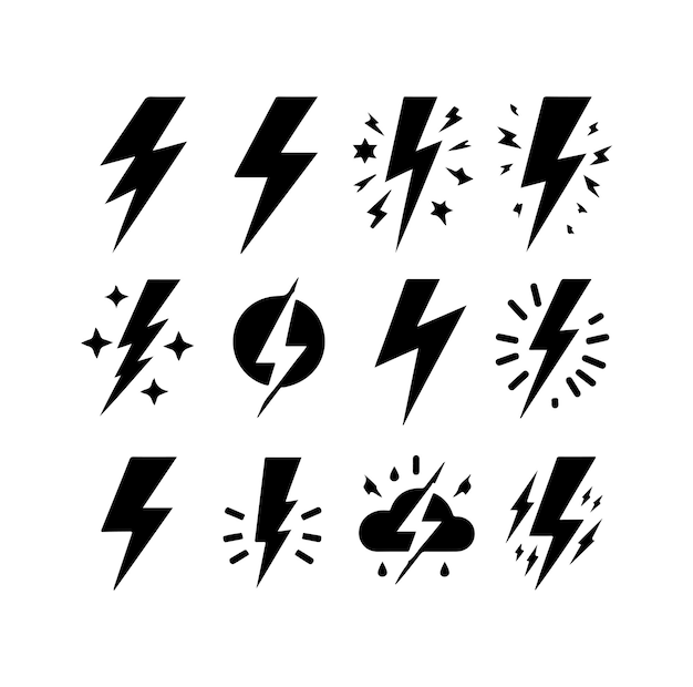 Dramatic Lightning Bolt Silhouettes in Striking Monochrome | Jiffy Designs