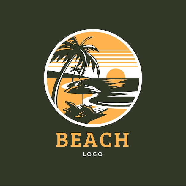 Captivating Tropical Beach Sunset Silhouette Logo | Jiffy Designs