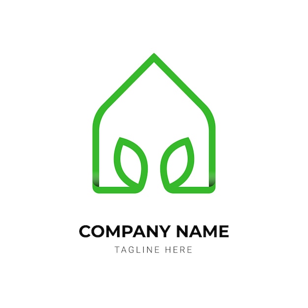 Minimalist Eco-Friendly Home Symbol with Leaf Motif | Jiffy Designs