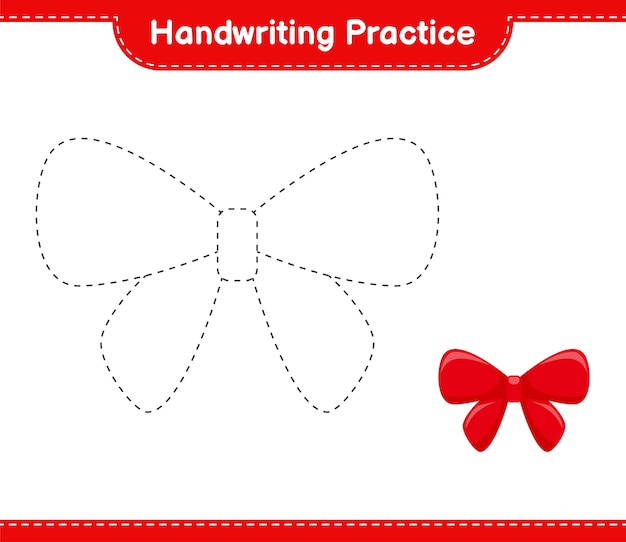 Elegant Red Bow: A Charming Handwriting Practice | Jiffy Designs