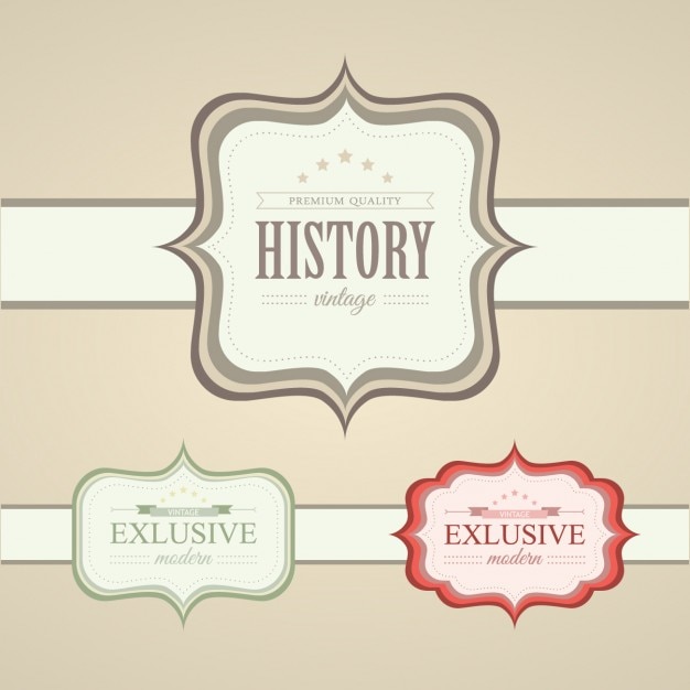 Vintage Badges with 'History' and 'Exclusive' Text Designs | Jiffy Designs