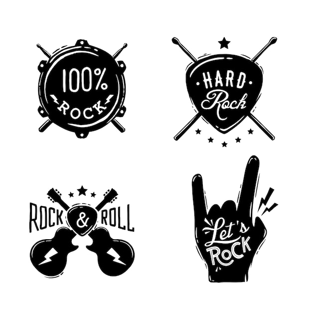 Iconic Rock and Roll Symbols in Striking Monochrome Design | Jiffy Designs