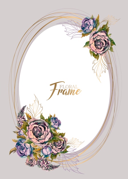 Elegant Floral Frame with Roses and Feathers Illustration | Jiffy Designs