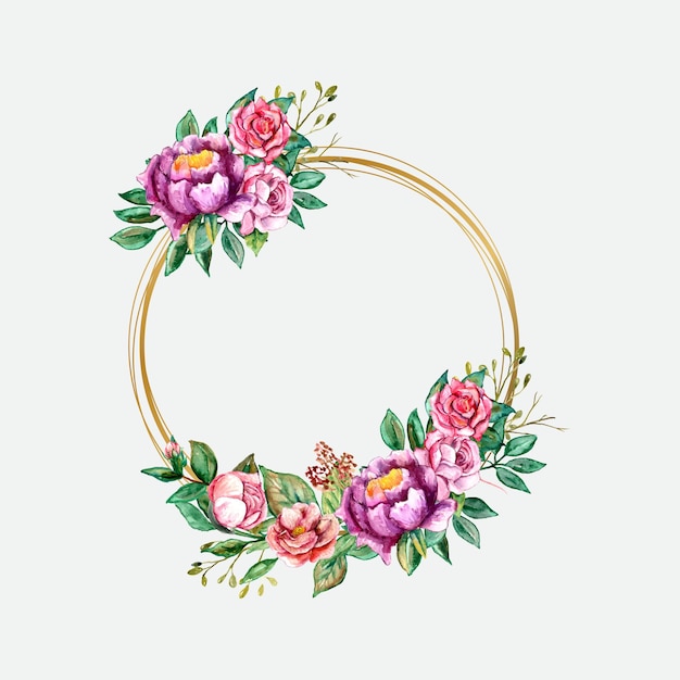 Vibrant Floral Wreath with Golden Frame and Roses | Jiffy Designs