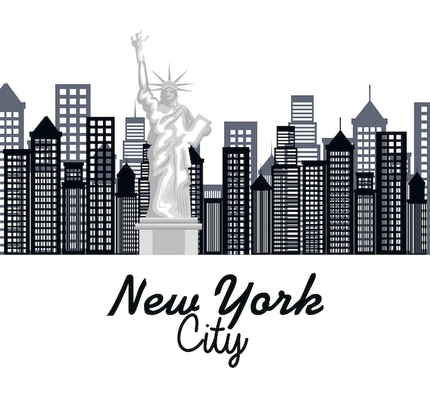 Stylized New York City Skyline with Statue of Liberty | Jiffy Designs