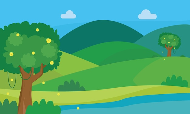 Vibrant Countryside Landscape with Rolling Hills and Lush Greenery ...