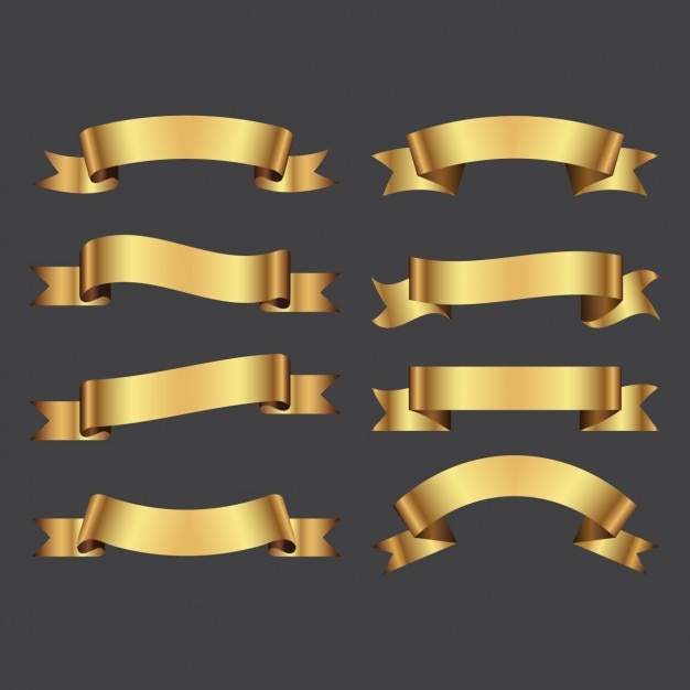 Collection of Ornate Golden Ribbons in Various Shapes and Styles ...