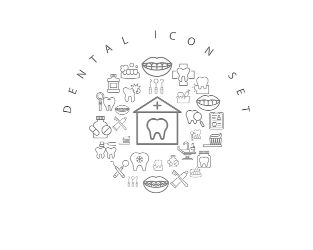 Minimalist Dental Icon Set with Tooth and Medical Symbols | Jiffy Designs