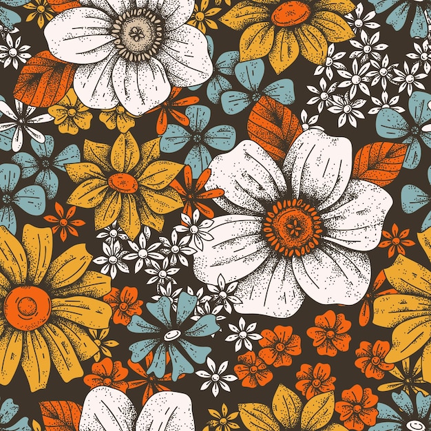 Vibrant Floral Pattern with Sunflowers and Daisies | Jiffy Designs