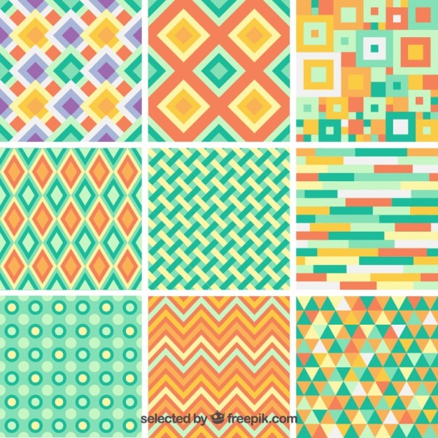 Vibrant Geometric Pattern Collection with Retro Color Schemes | Jiffy ...