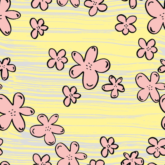 Vibrant Floral Pattern with Playful Pink Blossoms | Jiffy Designs