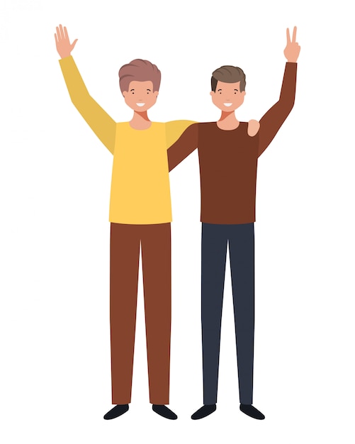 Two Smiling Men Raising Their Hands in Celebration | Jiffy Designs