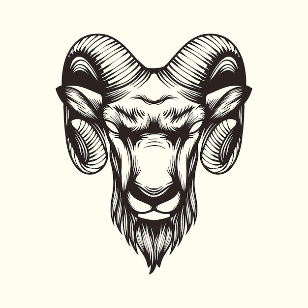Powerful Ram's Head with Intricate Horn Patterns | Jiffy Designs