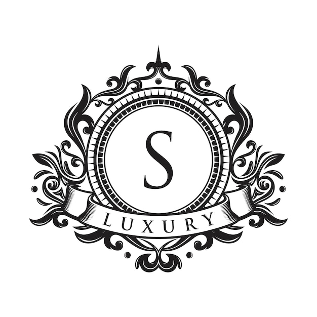 Elegant Monogram Crest with Ornate Flourishes and 'Luxury' Text | Jiffy ...