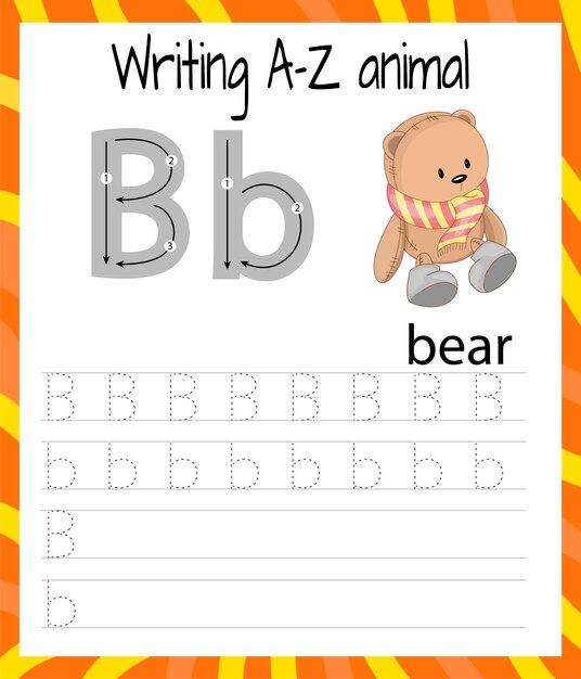 Adorable Bear Illustration for Writing Practice | Jiffy Designs