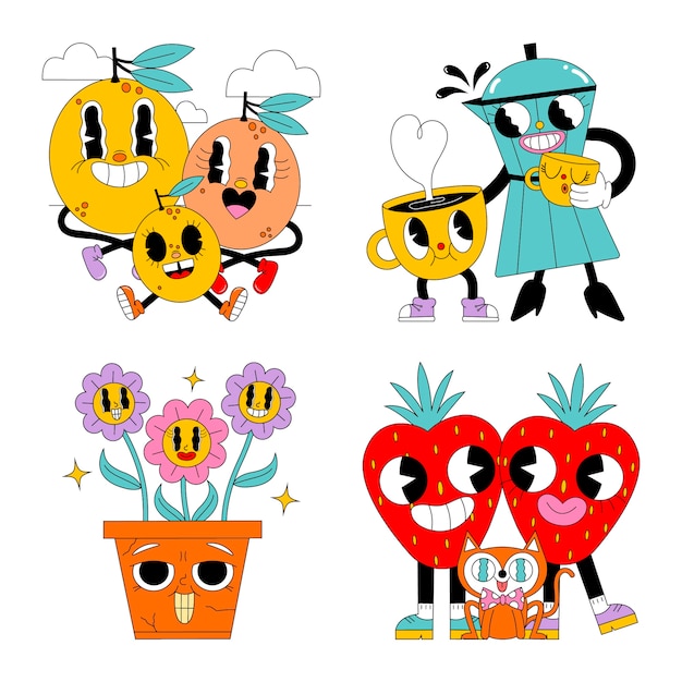 Whimsical Fruit and Vegetable Characters in Vibrant Collection | Jiffy ...
