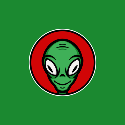 Alien Head With Red Circle Background. Alien Mascot Logo | Jiffy Designs