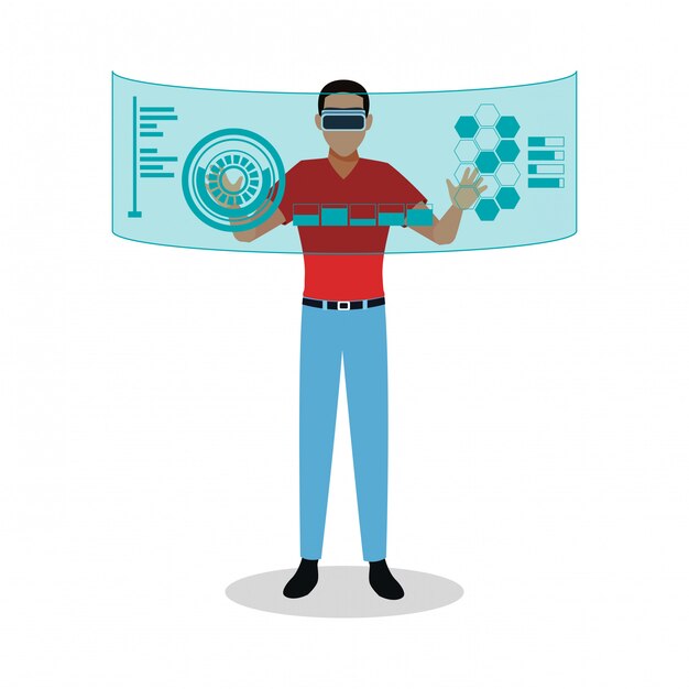 Futuristic Man Interacting with Holographic Interface | Jiffy Designs