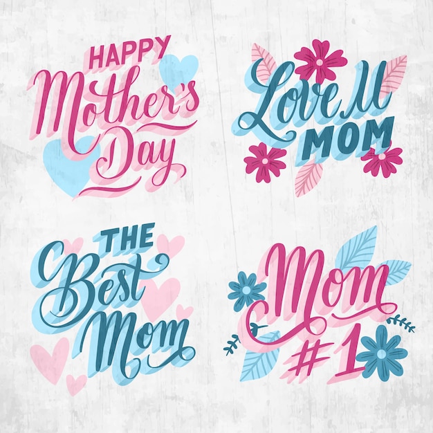 Vibrant Mother's Day Lettering Collection with Floral Accents | Jiffy ...