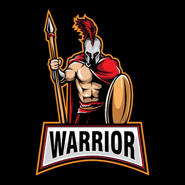 Fierce Spartan Warrior Brandishing Spear and Shield | Jiffy Designs