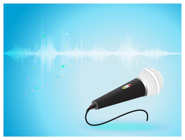 Microphone with Sound Waves on Blue Vibrant Background | Jiffy Designs