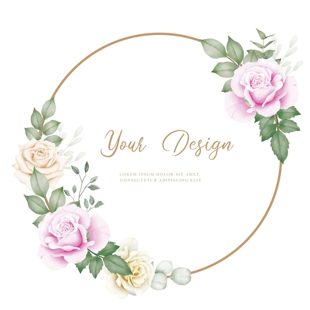 Elegant Floral Frame with Delicate Roses and Leaves | Jiffy Designs