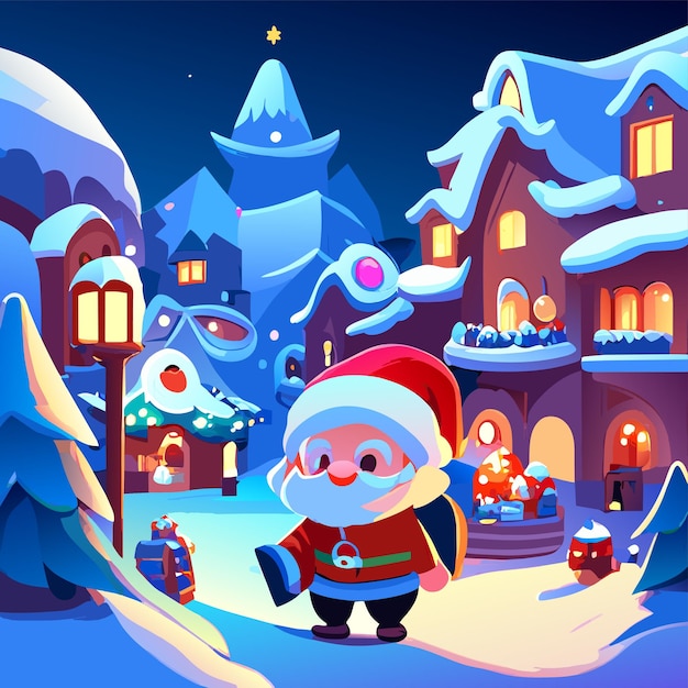 Festive Winter Wonderland with Cheerful Santa Claus | Jiffy Designs